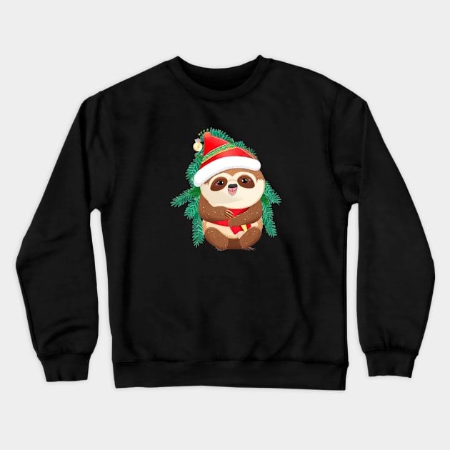 funny santa sloth Crewneck Sweatshirt by halazidan